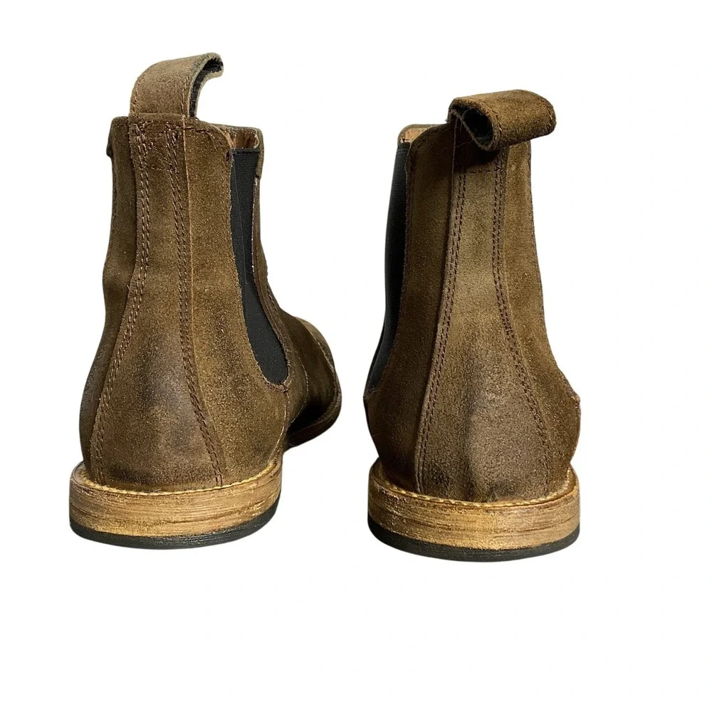 Handmade Brown Suede Chelsea‎ Boots Cap Toe Ankle Boot Mens Size 8